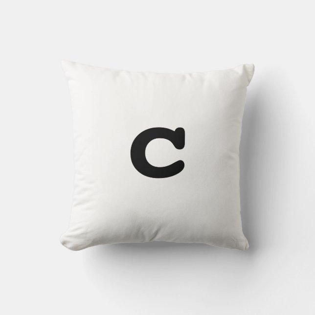 Black and white Anagram Pillow Lowercase Letter c (Front)