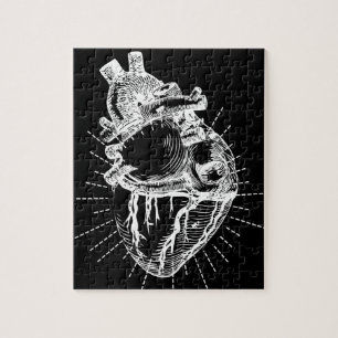 Black And White Anatomical Heart Puzzle