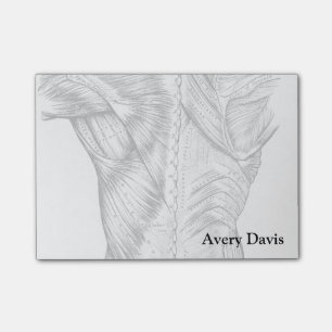 Black and White Anatomy Art Back Muscles (1890) Post-it Notes