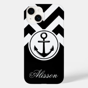 Black and White Anchor Pattern Case-Mate iPhone 14 Case