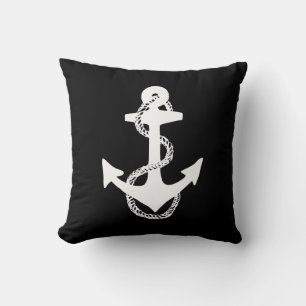 black and white ANCHOR + ROPE   Cushion