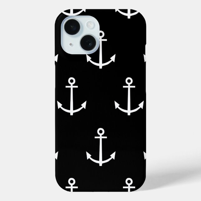 Black and White Anchors Pattern 1 Case-Mate iPhone Case (Back)