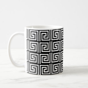 Black and White ancient Greek Key design Coffee Mug
