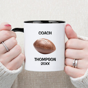 Black and White and brown Football Coach Mug