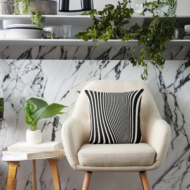 Black and White and Curvy Faux Zebra Print Cushion (Creator Uploaded)
