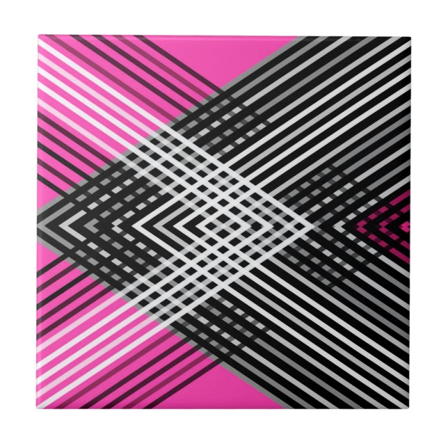 Black and white and grey intertwined stripes on a  ceramic tile (Front)