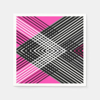 Black and white and grey intertwined stripes on a  napkin