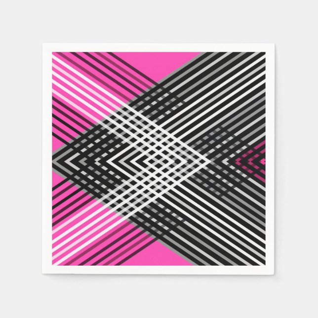 Black and white and grey intertwined stripes on a  napkin (Front)