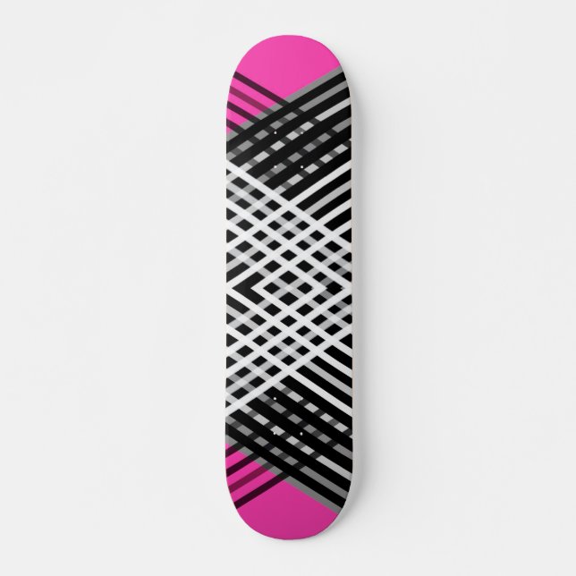 Black and white and grey intertwined stripes on a  skateboard (Front)
