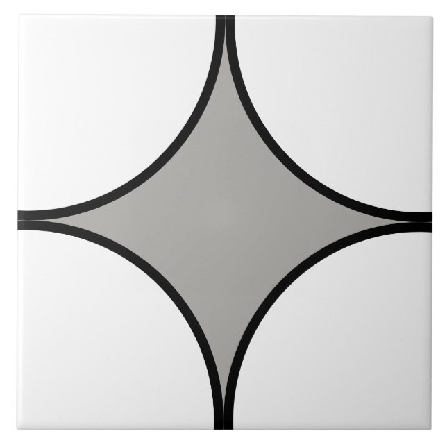 Black and white and grey quarter circle pattern ceramic tile (Front)