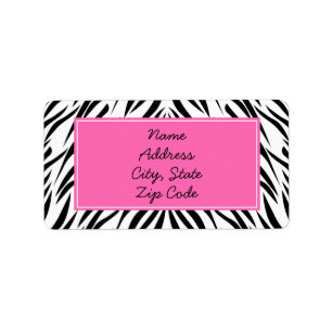 Black and White and Hot Pink Zebra Print Label