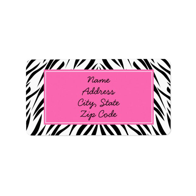Black and White and Hot Pink Zebra Print Label (Front)