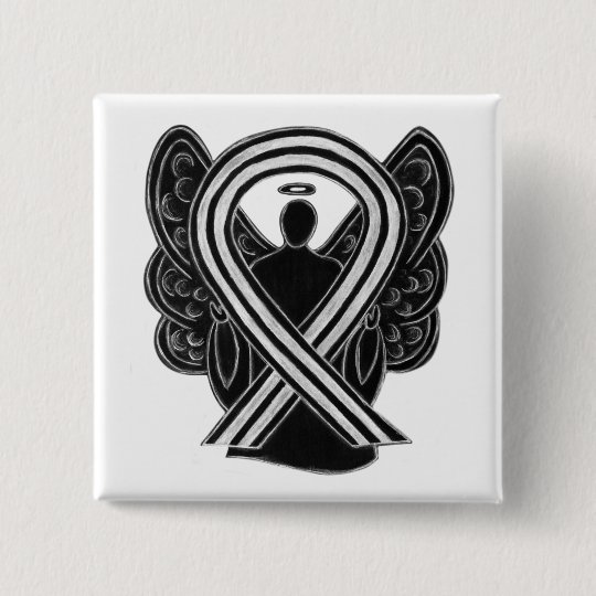 Black and White Angel Awareness Ribbon Custom Pin