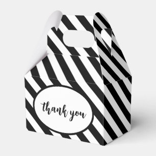 Black and White Angled Stripes Favour Box