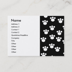 Black and White Animal Paw Print Pattern. Business Card