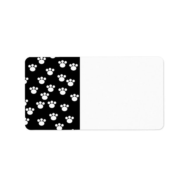Black and White Animal Paw Print Pattern. Label (Front)