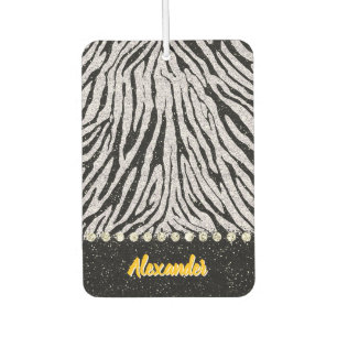 Black and white animal print fabric car air freshener