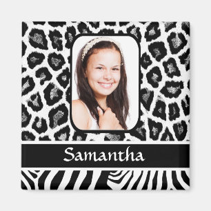 Black and white animal print magnet