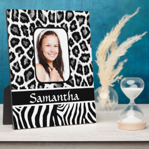 Black and white animal print plaque
