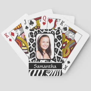 Black and white animal print playing cards