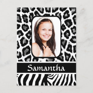 Black and white animal print postcard