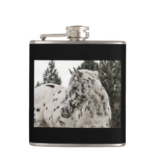 Black and White Appaloosa Horse Hip Flask