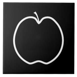 Black and White Apple. Ceramic Tile
