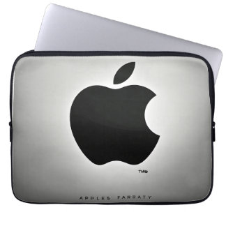Black and white apple logo on a white background laptop sleeve