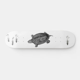 Black and White Aquatic Turtle Skateboard