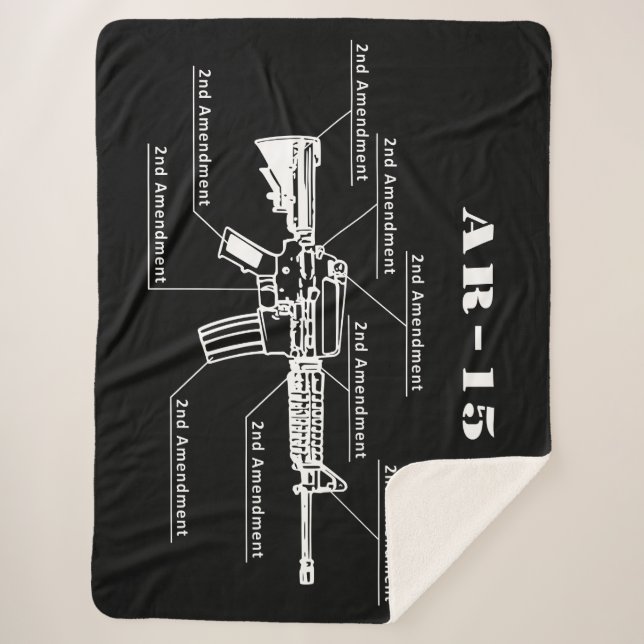 Black and White AR-15 Parts Identification  Sherpa Blanket (Front)