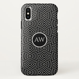 Black and White Arabesque Stars Personalised iPhone XS Case