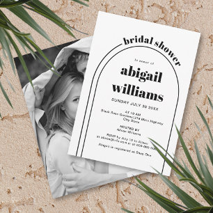 Black and white arch wedding bridal shower invitation