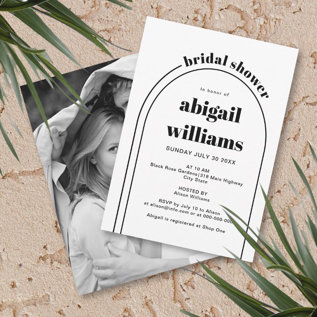 Black and white arch wedding bridal shower invitation (Creator Uploaded)