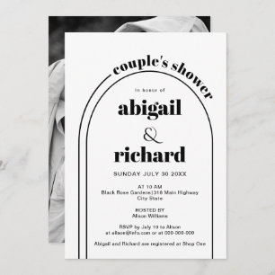Black and white arch wedding couple's shower invitation