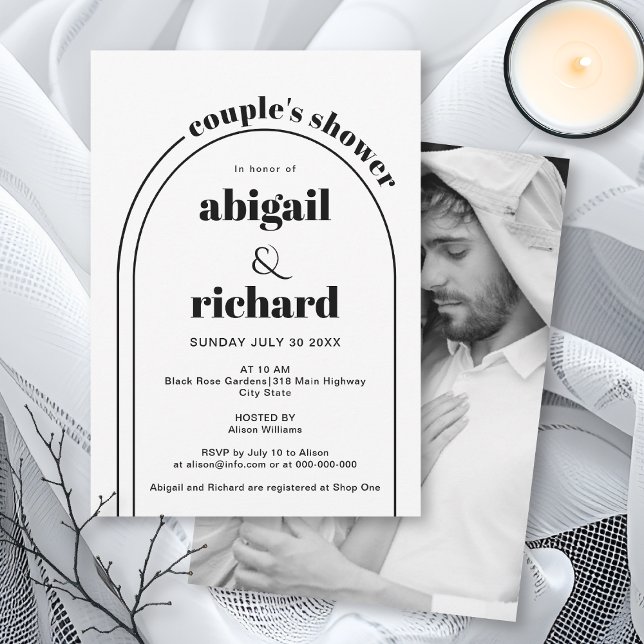 Black and white arch wedding couple's shower invitation (Creator Uploaded)