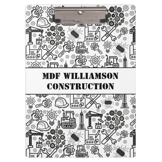 black and white Architectural Blueprint Engineer Clipboard (Front)