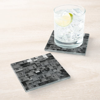 Black and White Architectural  Glass Coaster