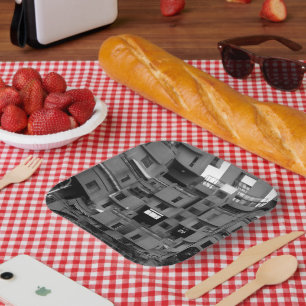 Black and White Architectural Paper Plate