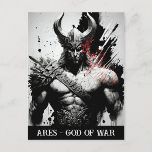 Black and White Ares God of War  Postcard