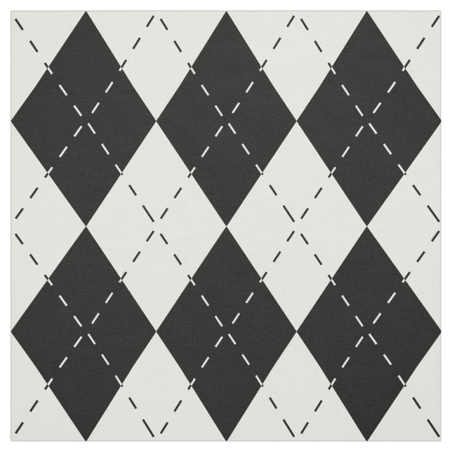 Black and White Argyle Fabric (Swatch)