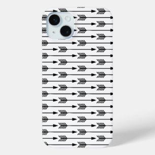 Black and White Arrows Pattern iPhone 15 Mini Case