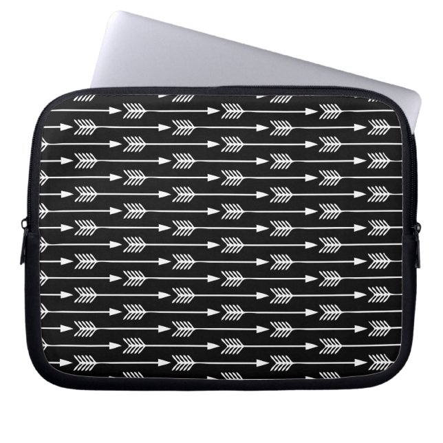 Black and White Arrows Pattern Laptop Sleeve (Front)