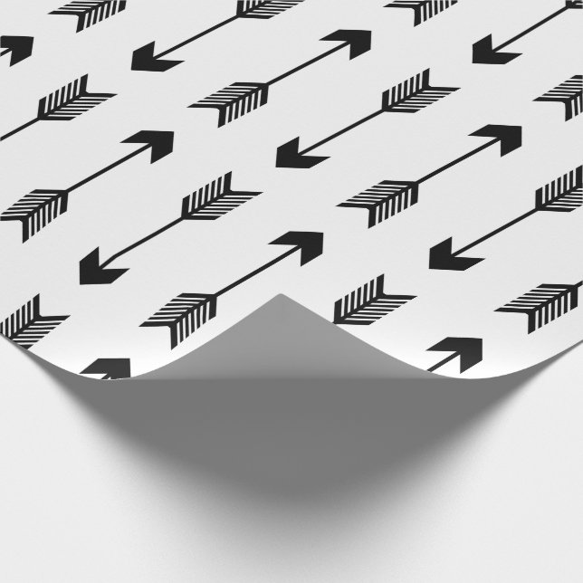 Black and White Arrows Pattern Wrapping Paper (Corner)