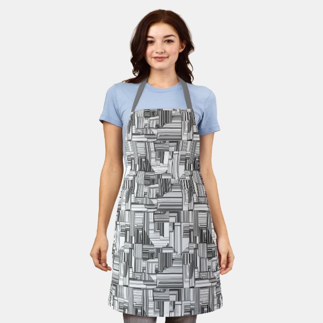 Black and White Art Deco Apron (Worn)