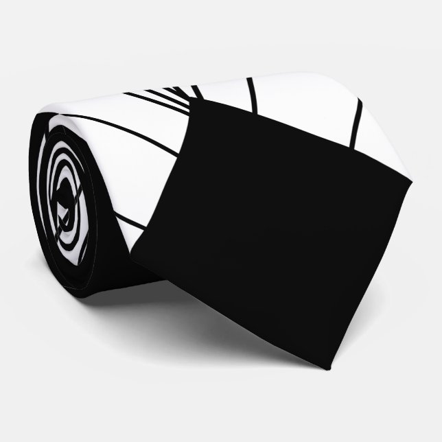 Black And White Art Deco Design Tie (Rolled)