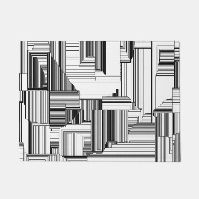 Black and White Art Deco Doormat (Front)