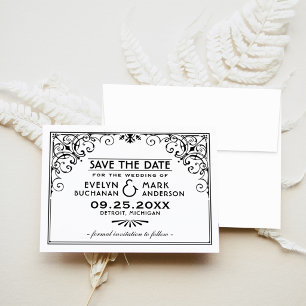 Black and White Art Deco Frame Wedding Save The Date