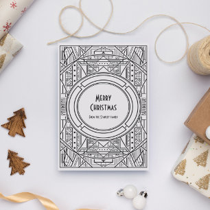 Black and white art deco Merry Christmas Holiday Card