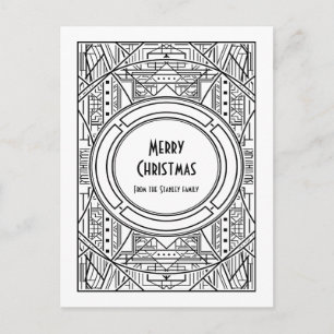 Black and white art deco Merry Christmas Postcard