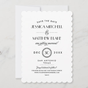 Black and White Art Deco Monogram Save the Date